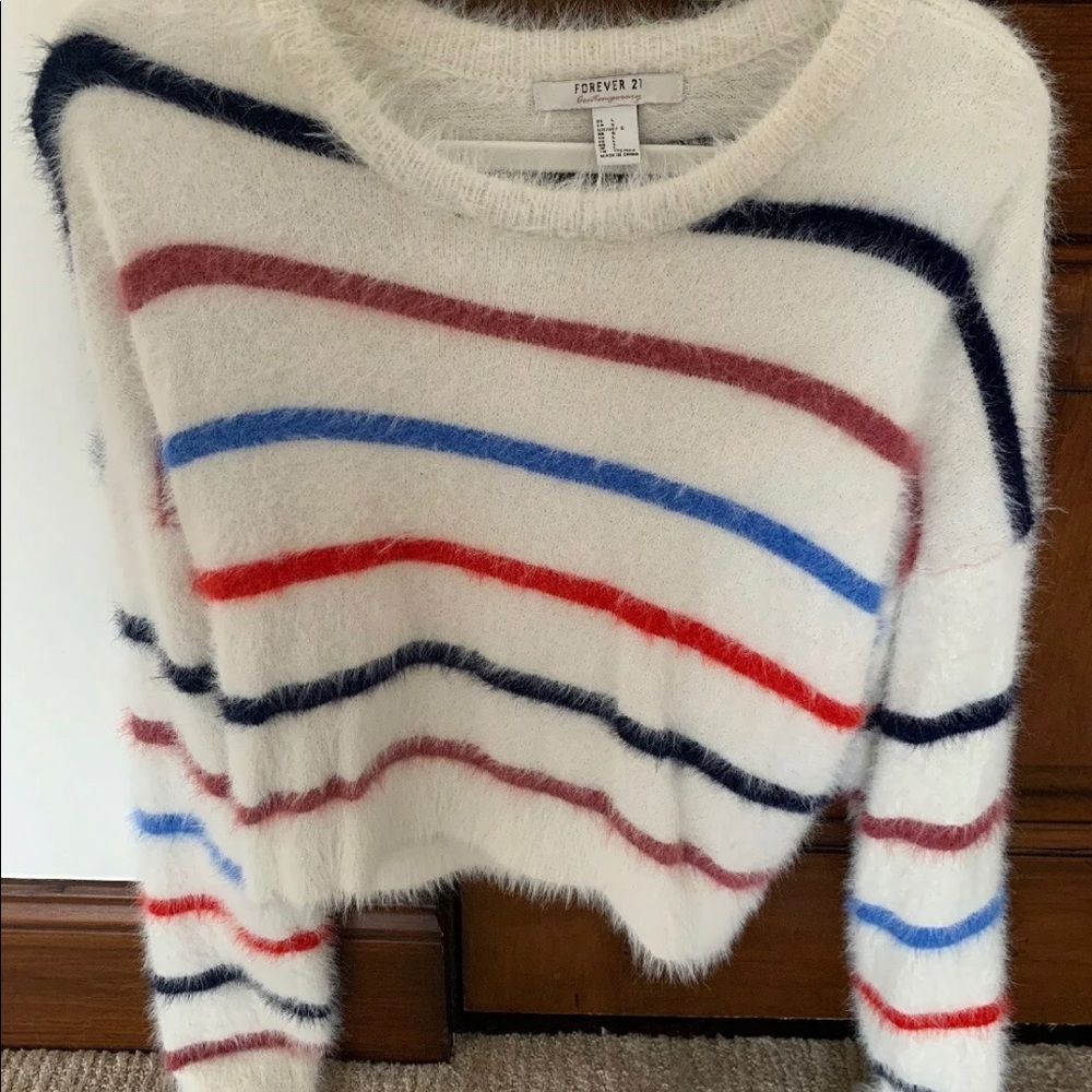 Soft multicolored horizontal striped sweater